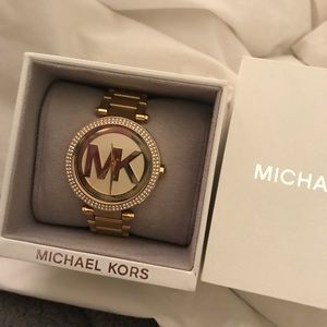 MK Parker Pavé Gold-Tone Watch